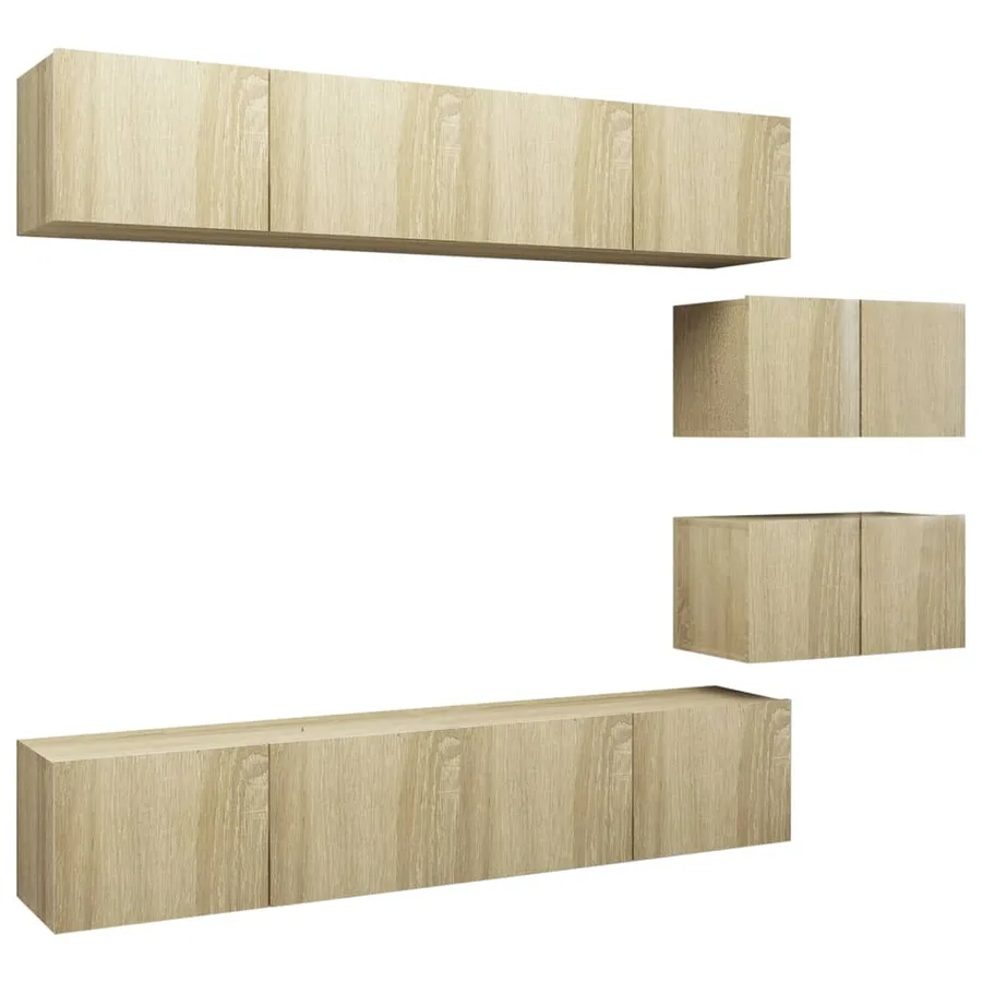 Ensemble de meuble TV 6 pcs Chêne sonoma Bois d'ingénierie - 2