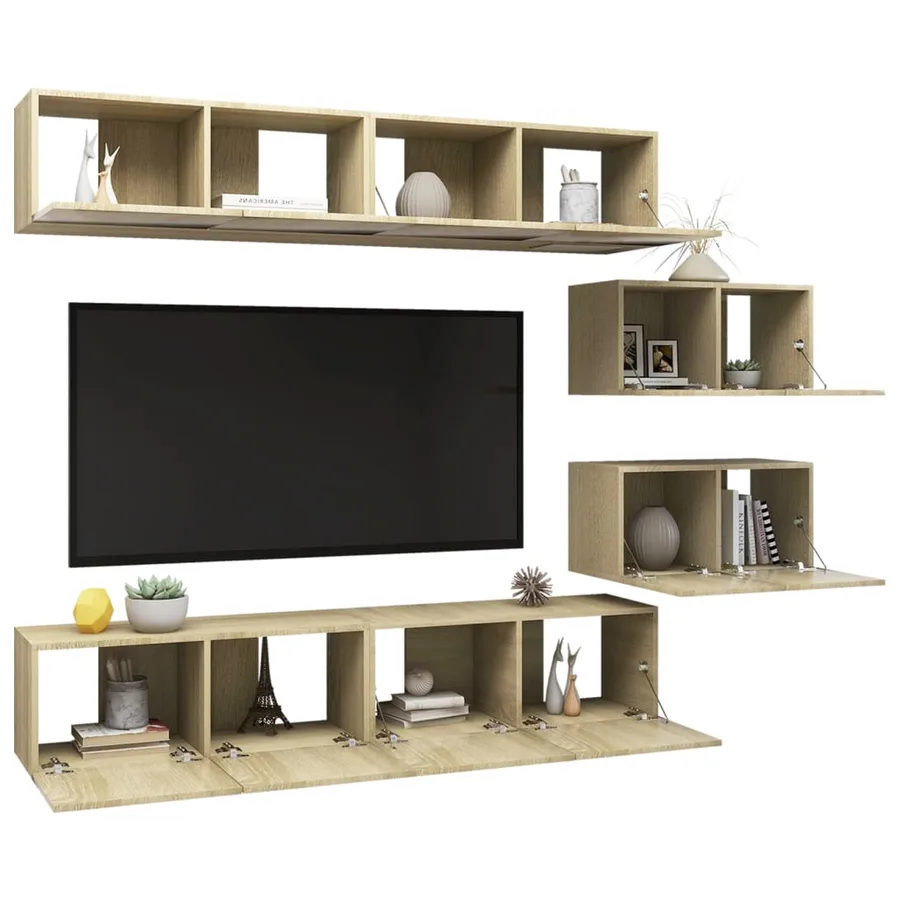 Ensemble de meuble TV 6 pcs Chêne sonoma Bois d'ingénierie - 3