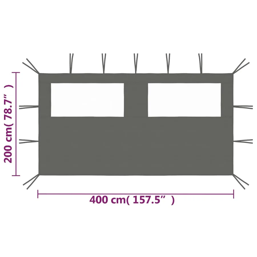 Paroi latérale de belvédère avec fenêtres 4x2 m Anthracite - 4