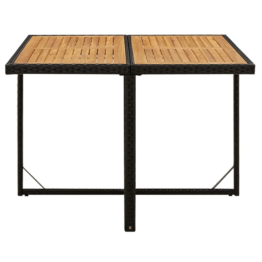 Table de jardin Noir 109x107x74 cm Résine tressée bois massif - 2