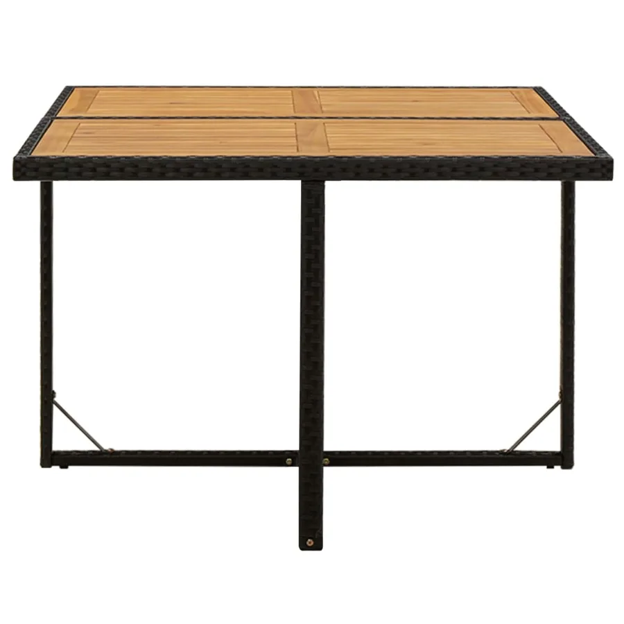 Table de jardin Noir 109x107x74 cm Résine tressée bois massif - 3