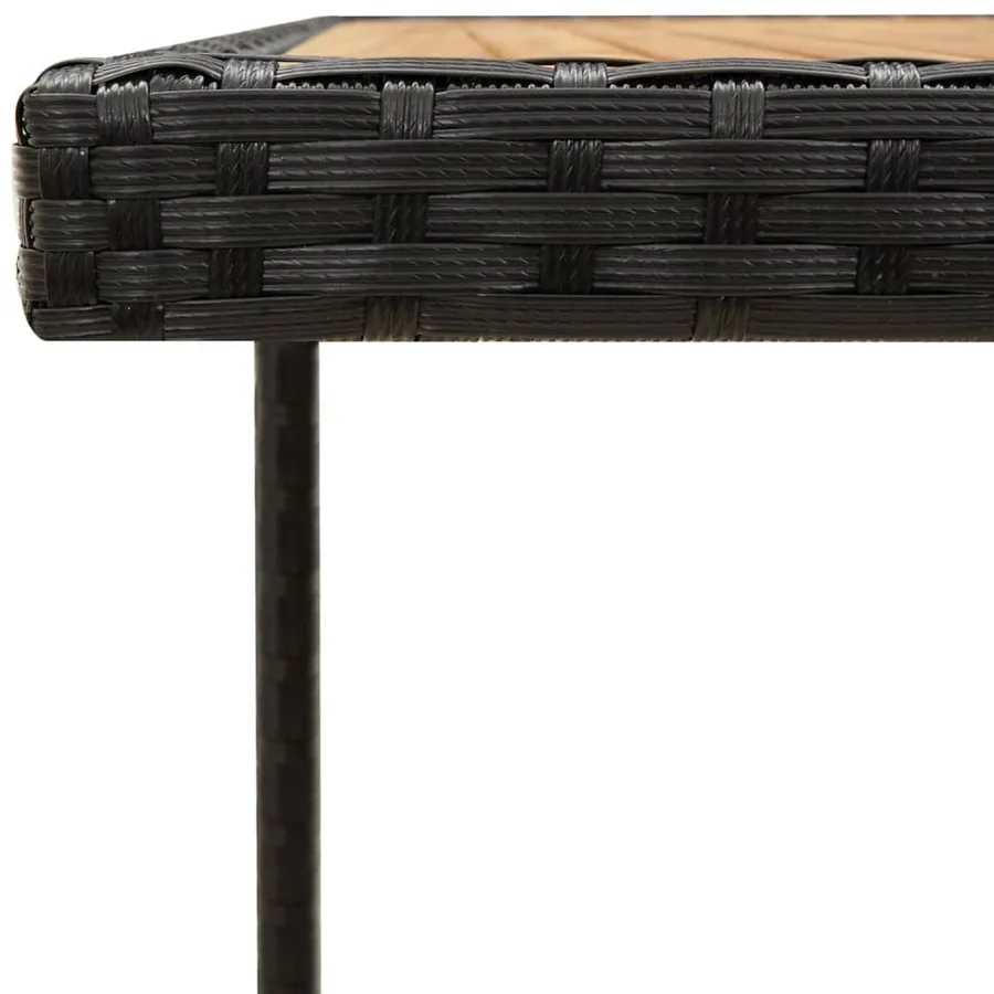 Table de jardin Noir 109x107x74 cm Résine tressée bois massif - 5