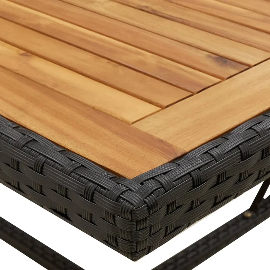 Table de jardin Noir 109x107x74 cm Résine tressée bois massif - 6