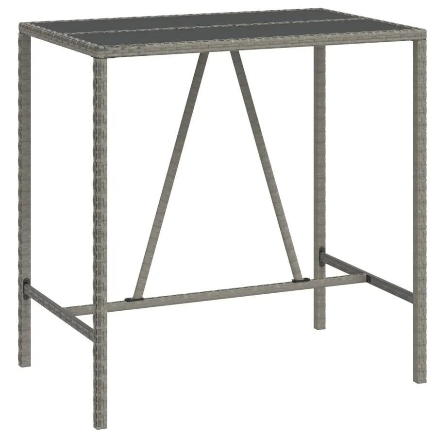 Table de bar et dessus en verre gris 110x70x110 cm poly rotin - 2