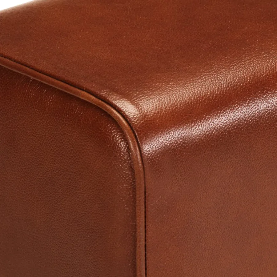 Banc saut de cheval 38 cm marron cuir véritable et manguier - 6