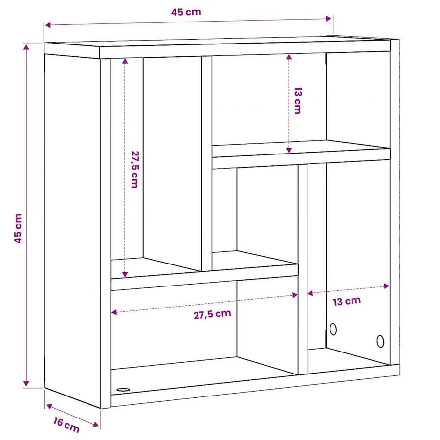 Étagère murale Chêne sonoma 45x16x45 cm Bois d’ingénierie - 6