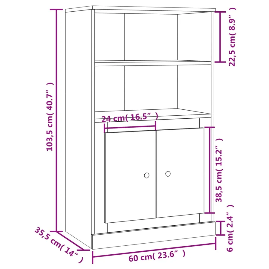 Buffet haut sonoma gris 60x35,5x103,5 cm bois d'ingénierie - 10