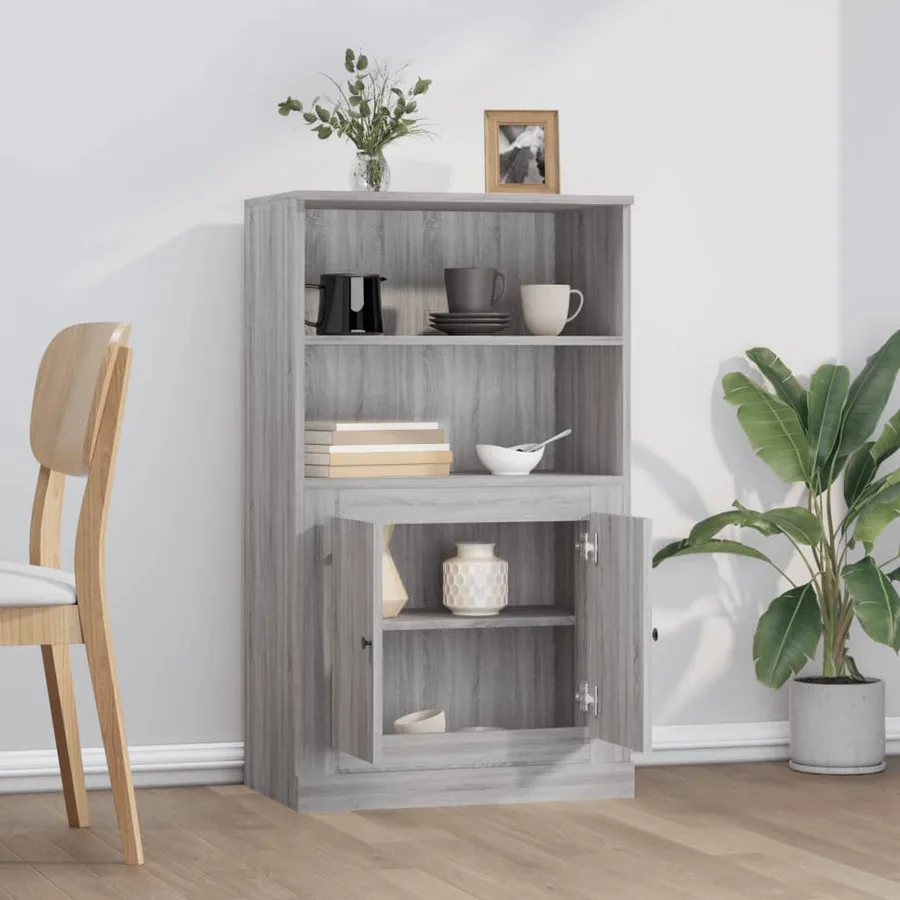 Buffet haut sonoma gris 60x35,5x103,5 cm bois d'ingénierie - 3