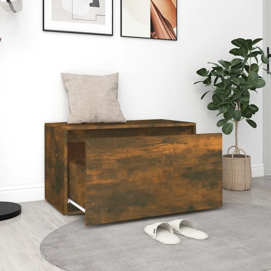 Banc d'entrée 80x40x45 cm Chêne fumé Bois d'ingénierie - 3