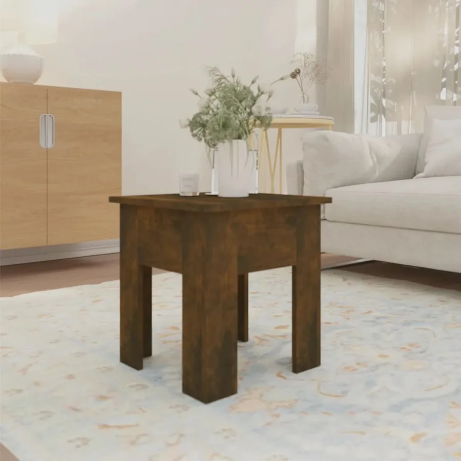 Table basse chêne fumé 40x40x42 cm bois d'ingénierie - 3