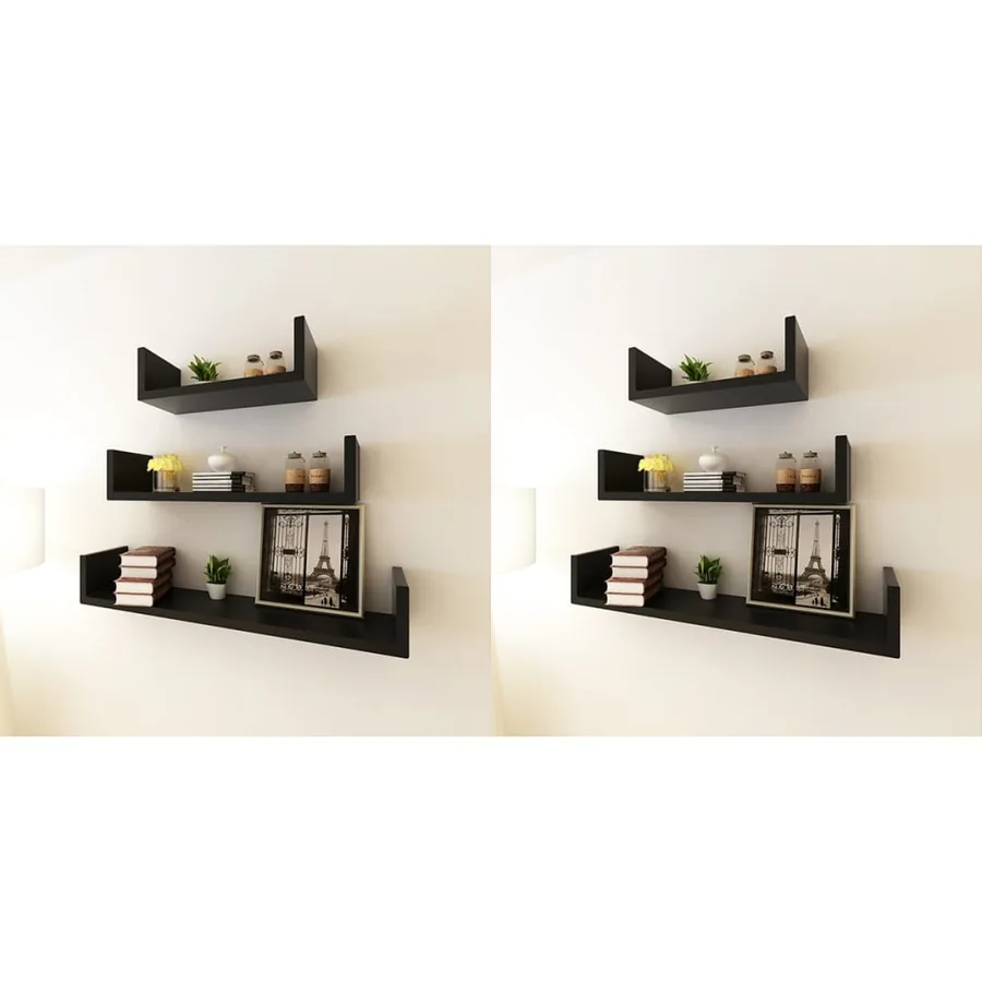 Étagères murales 6 pcs Noir
