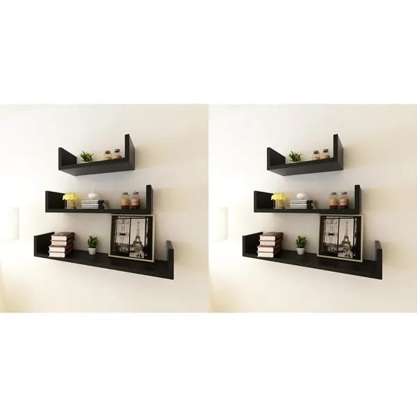 Étagères murales 6 pcs Noir