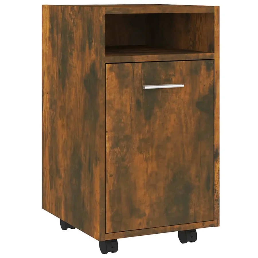 Armoire appoint à roues Chêne fumé 33x38x60cm Bois d'ingénierie - 2