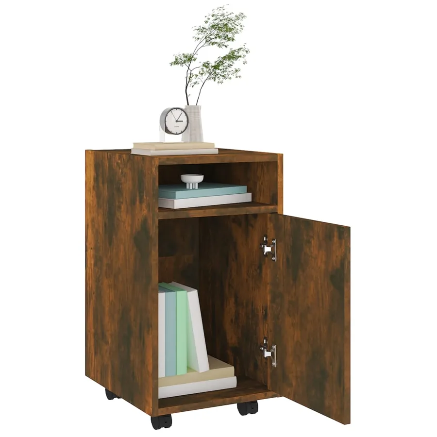 Armoire appoint à roues Chêne fumé 33x38x60cm Bois d'ingénierie - 7
