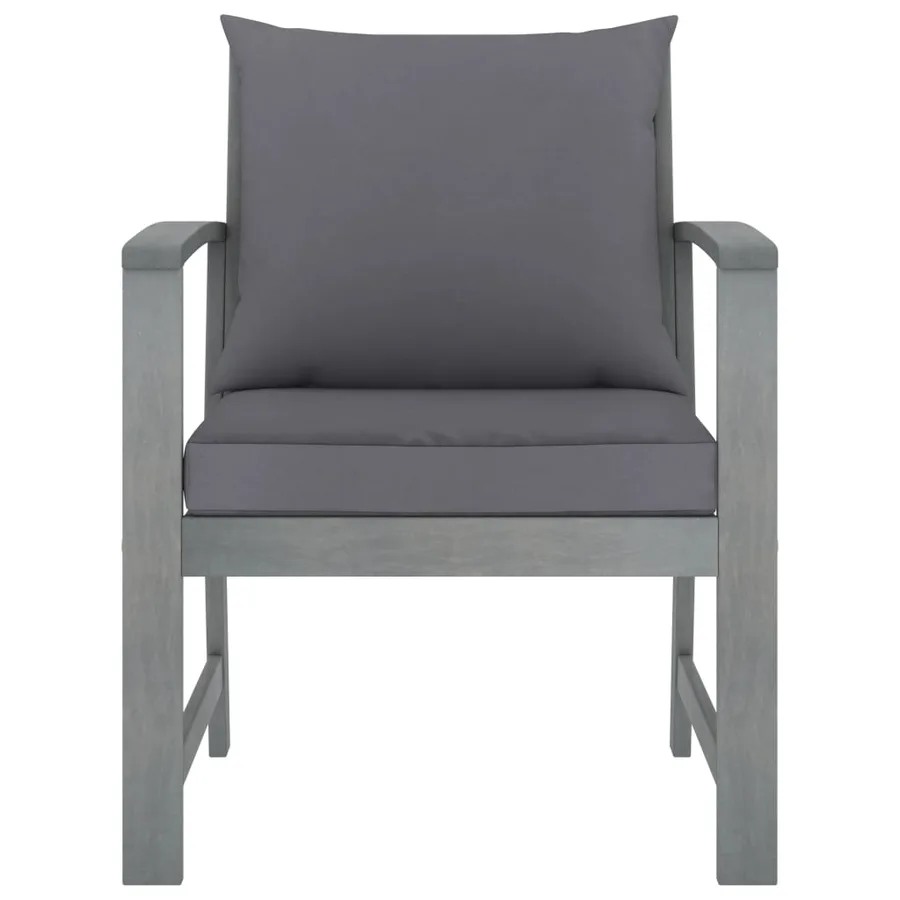 Chaises de jardin lot de 2 avec coussins gris foncé Bois acacia - 2