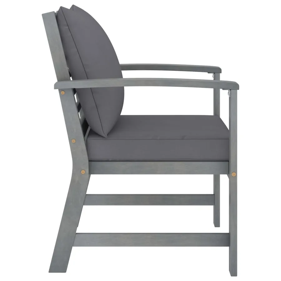 Chaises de jardin lot de 2 avec coussins gris foncé Bois acacia - 3