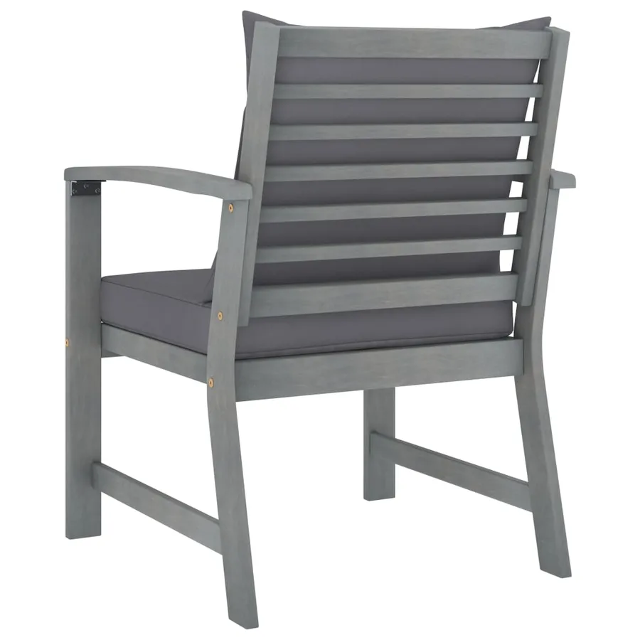 Chaises de jardin lot de 2 avec coussins gris foncé Bois acacia - 4