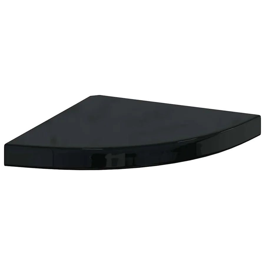 Étagère d'angle flottante noir brillant 35x35x3,8 cm MDF - 2