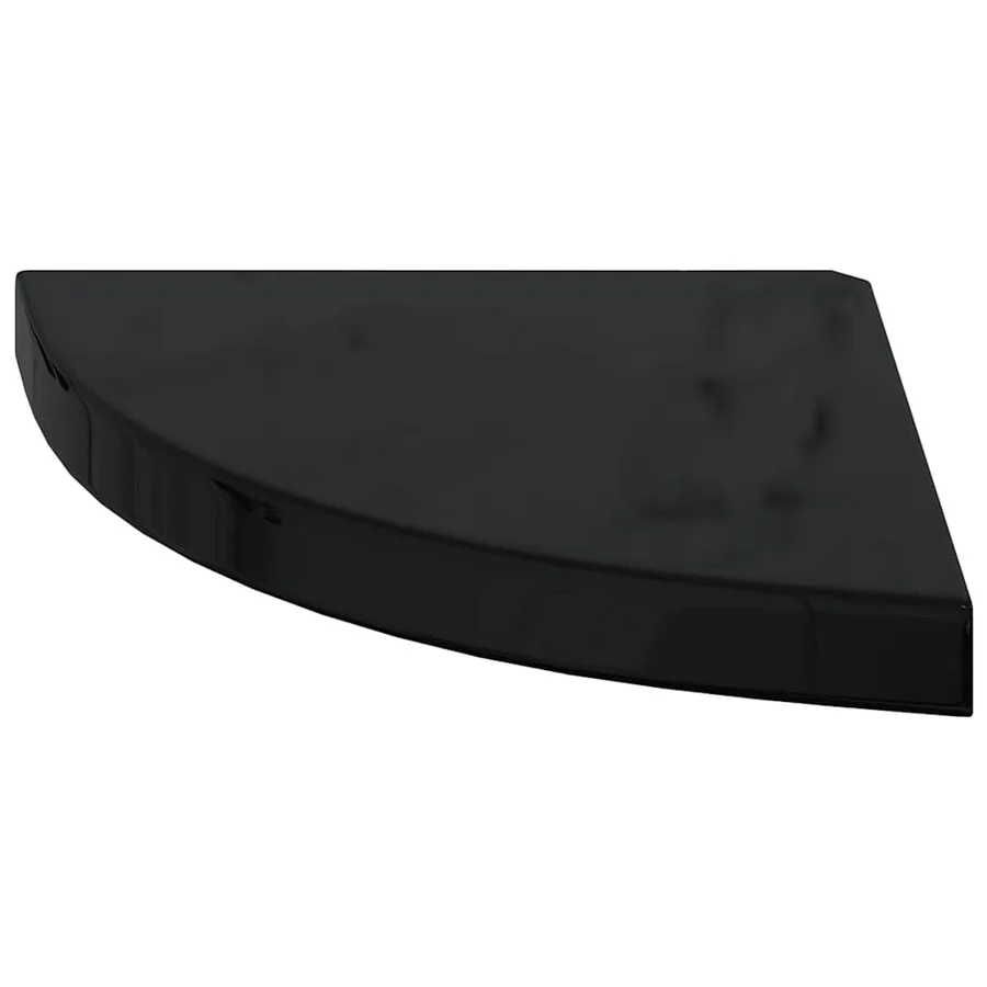 Étagère d'angle flottante noir brillant 35x35x3,8 cm MDF - 5