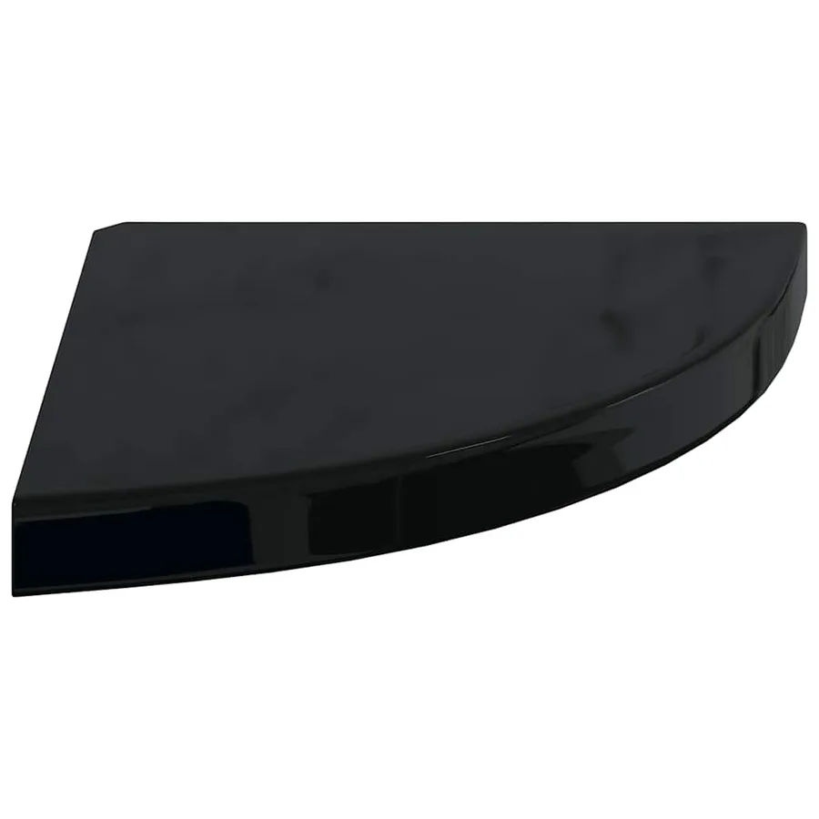 Étagère d'angle flottante noir brillant 35x35x3,8 cm MDF - 6