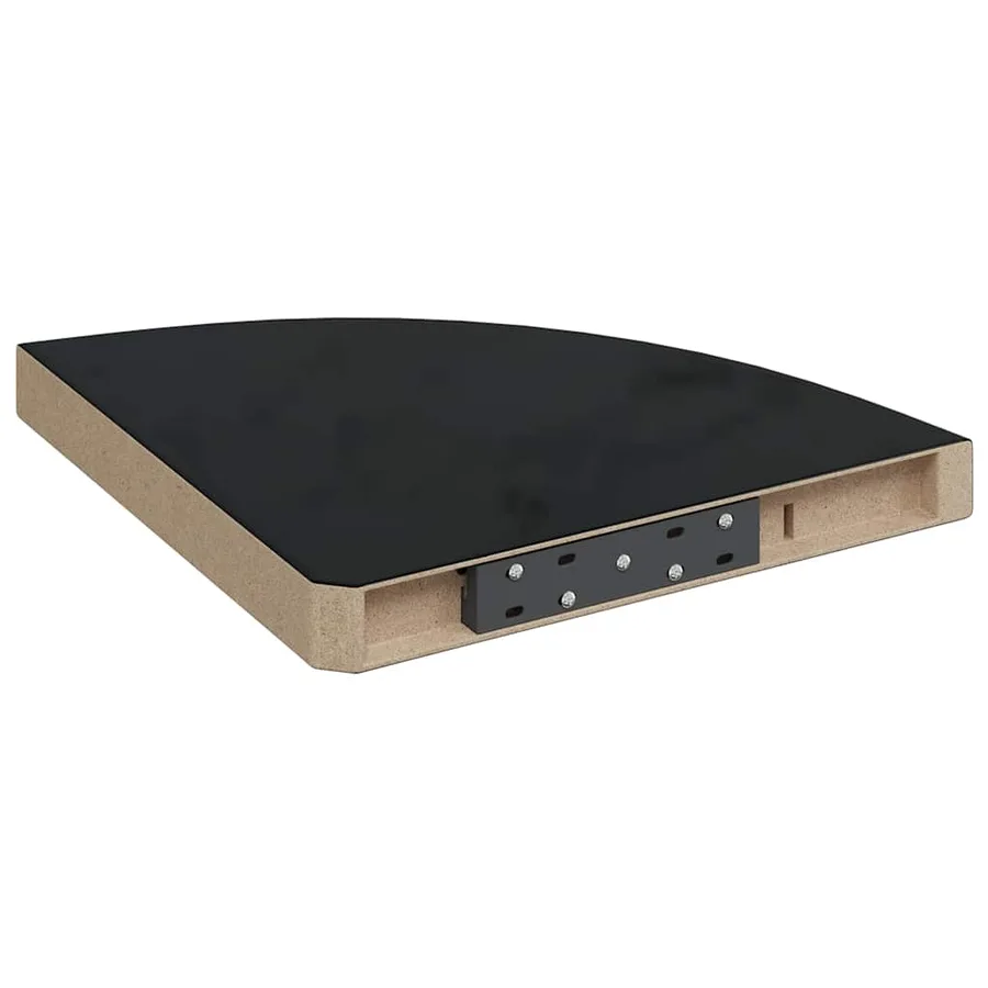 Étagère d'angle flottante noir brillant 35x35x3,8 cm MDF - 7