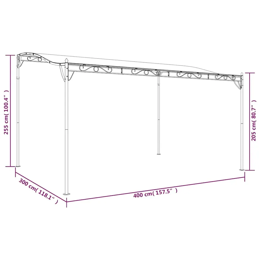 Auvent anthracite 4x3 m 180 g/m² tissu et acier - 9