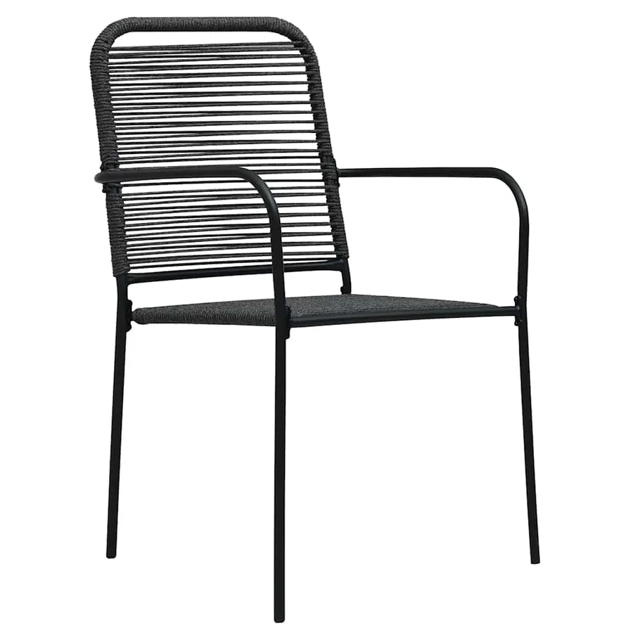 Chaises de jardin lot de 4 Corde en coton et acier Noir - 2