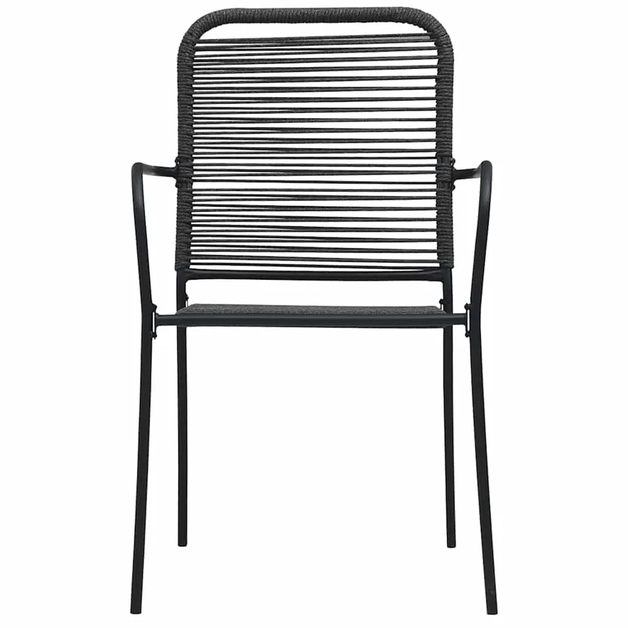 Chaises de jardin lot de 4 Corde en coton et acier Noir - 3