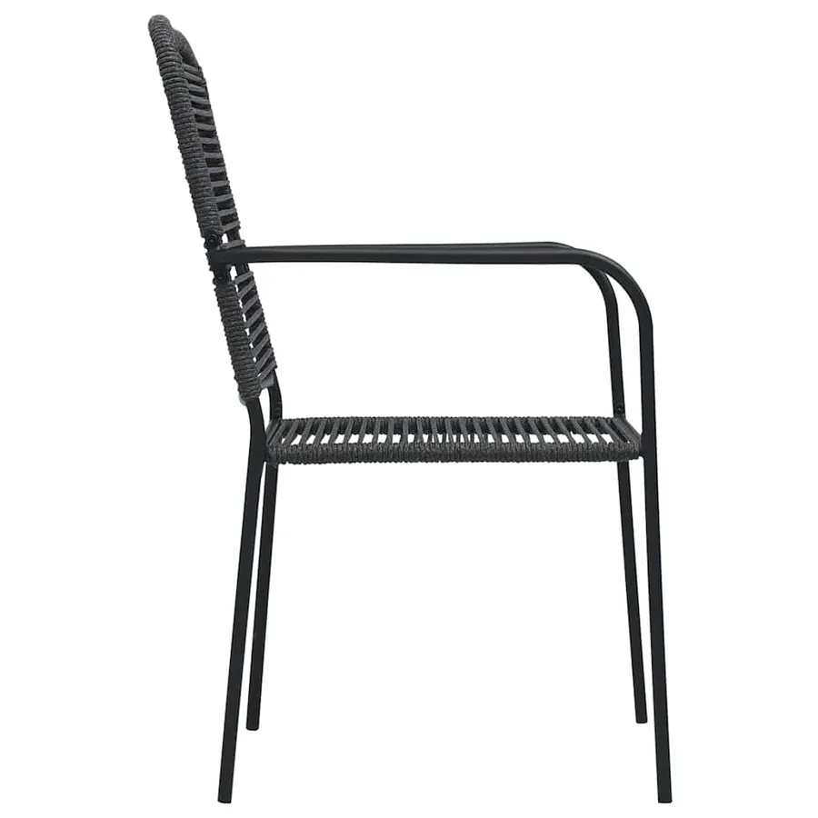 Chaises de jardin lot de 4 Corde en coton et acier Noir - 4