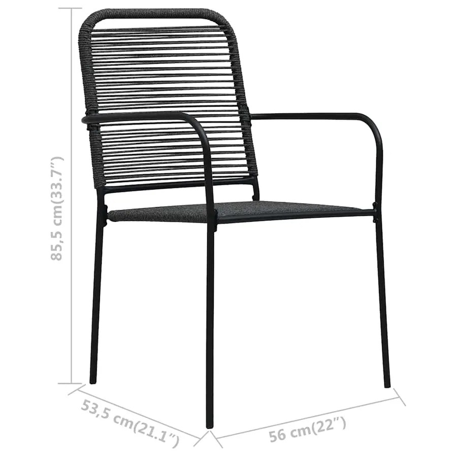Chaises de jardin lot de 4 Corde en coton et acier Noir - 7