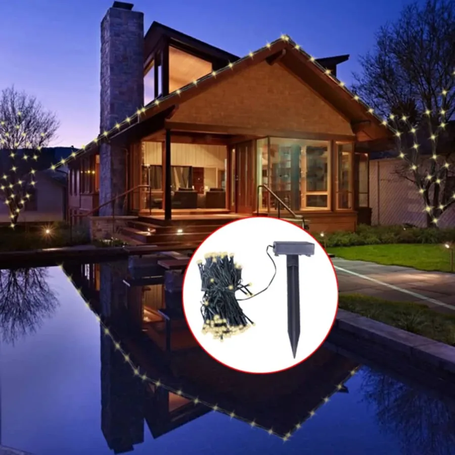 Guirlande lumineuse solaire LED blanc chaud Décoration de Noël
