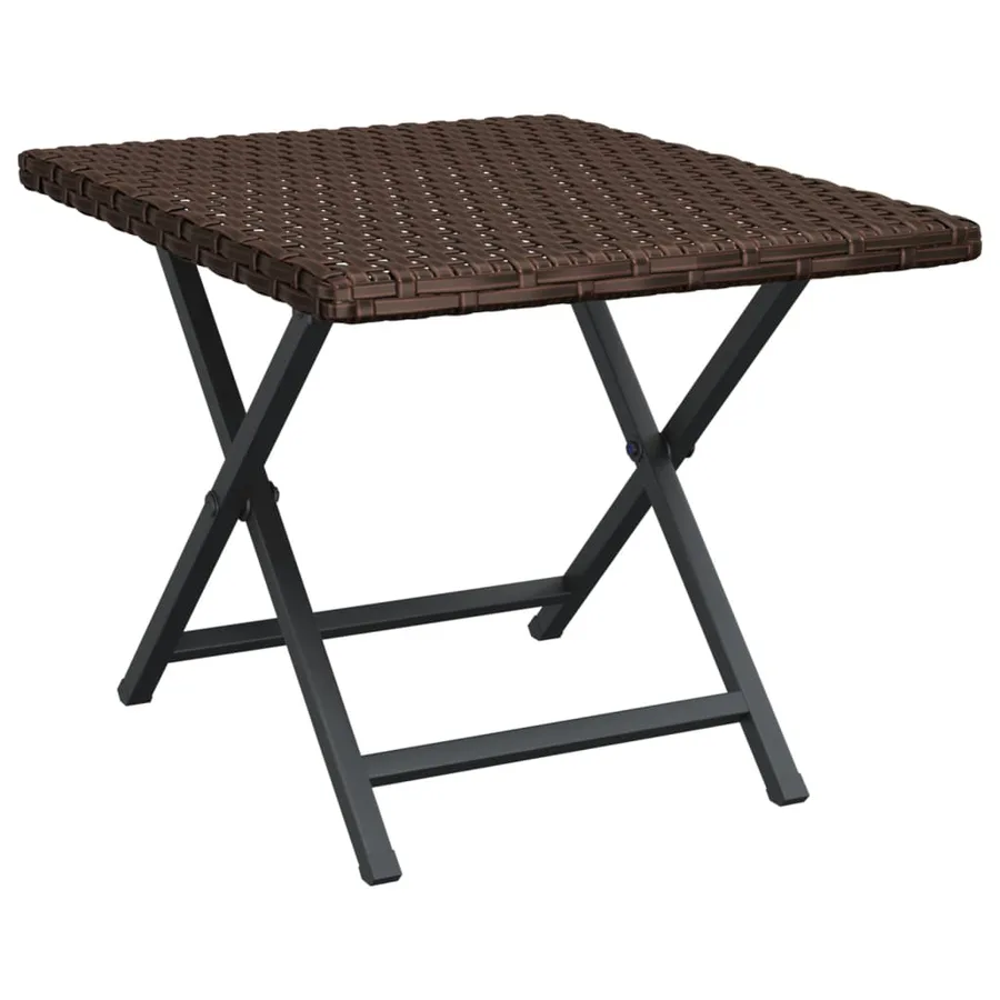 Table pliable marron 45x35x32 cm résine tressée - 2