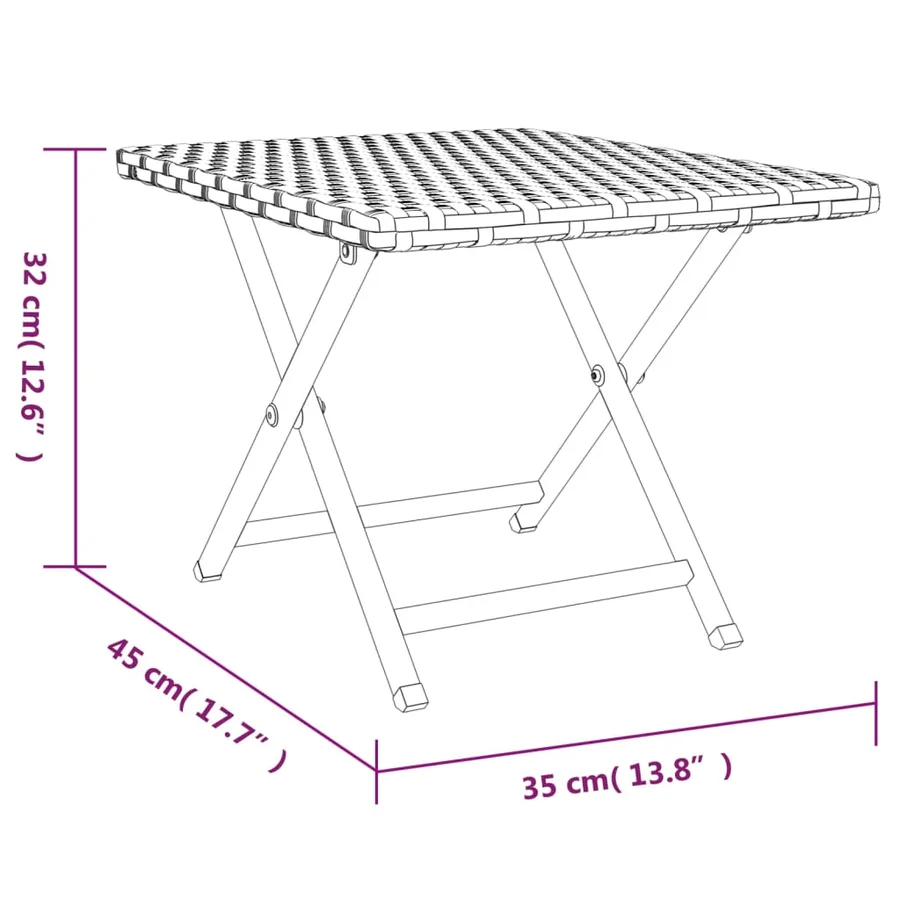Table pliable marron 45x35x32 cm résine tressée - 7