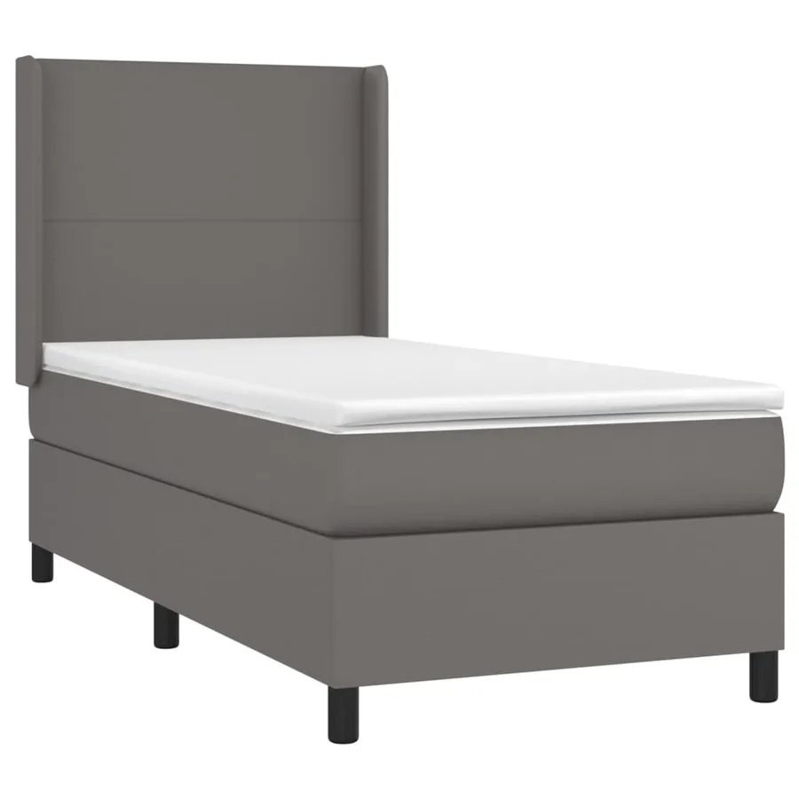 Sommier à lattes de lit avec matelas Gris 90x190 cm Similicuir - 3