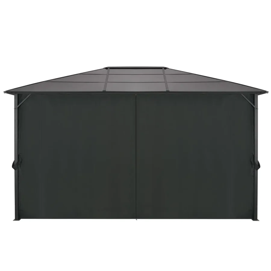 Tonnelle avec rideau Aluminium 4x3x2,6 m Noir - 3