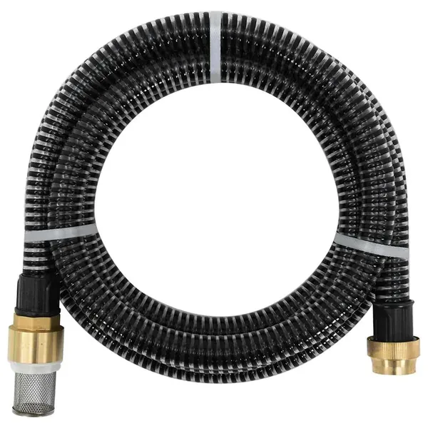 Tuyau d'aspiration avec raccords en laiton noir 1,1" 10 m PVC