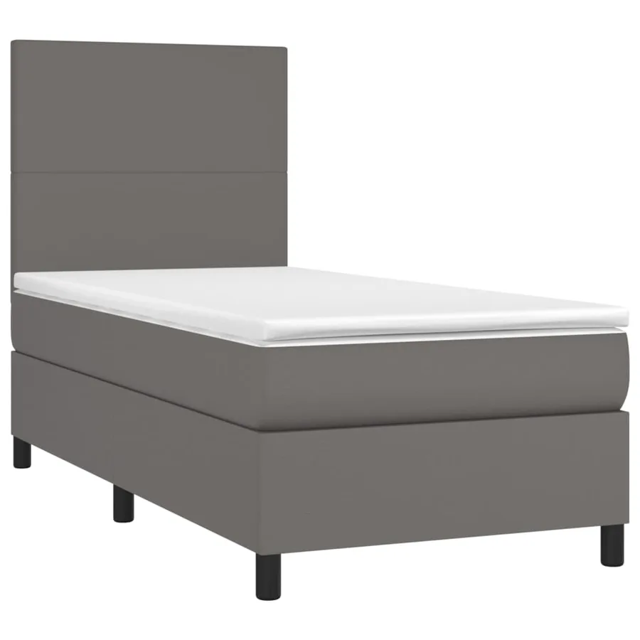 Sommier à lattes de lit avec matelas Gris 90x190 cm Similicuir - 3