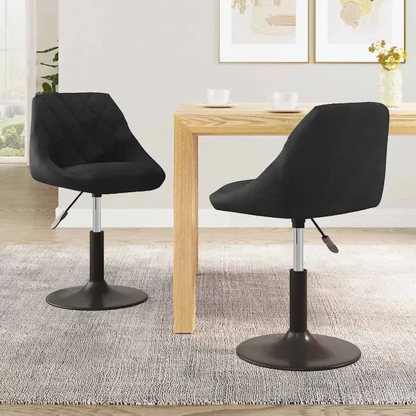 Chaises pivotantes à manger lot de 2 Noir Velours