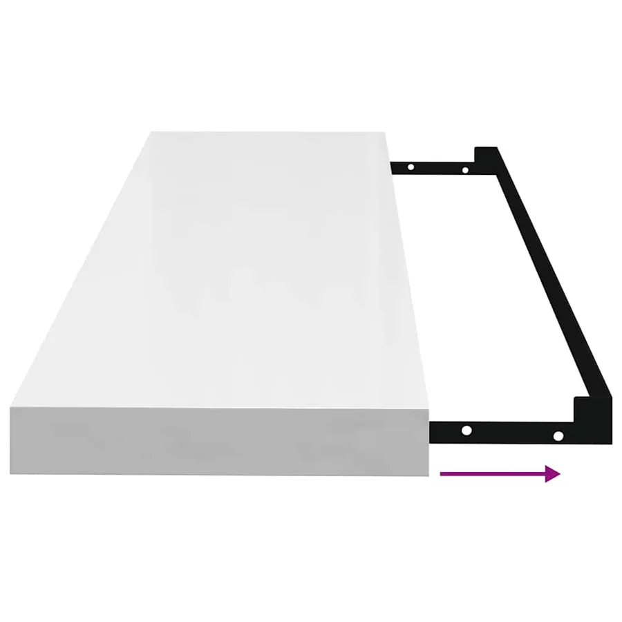 Étagère murale flottante Blanc brillant 80x23,5x3,8 cm MDF - 10
