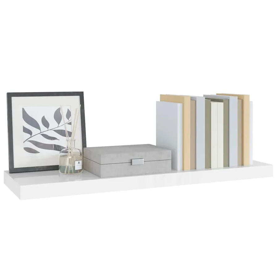 Étagère murale flottante Blanc brillant 80x23,5x3,8 cm MDF - 5
