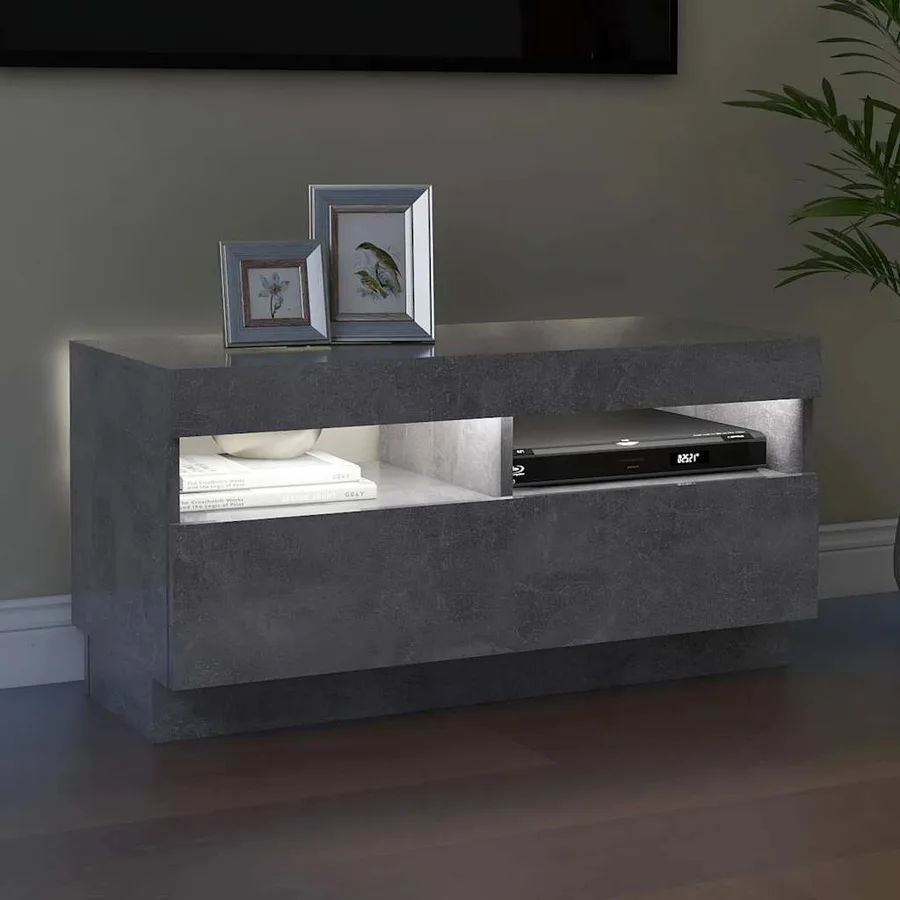 Meuble TV avec lumières LED gris béton 80x35x40 cm - 5