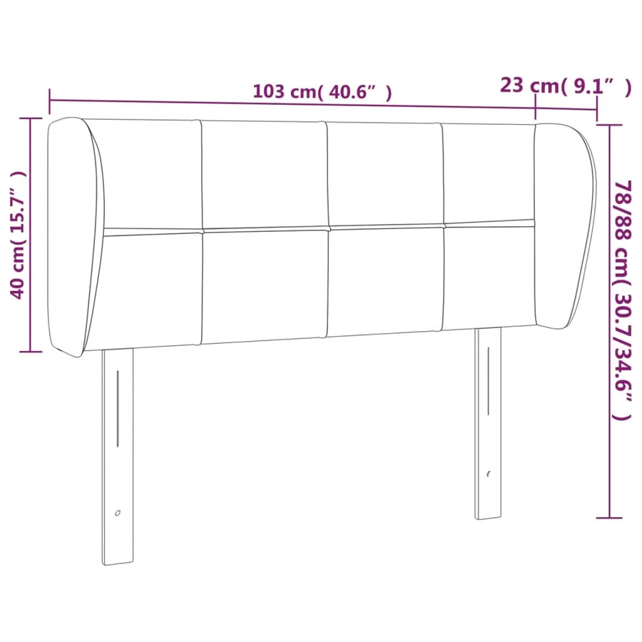 Tête de lit avec oreilles Noir 103x23x78/88 cm Velours - 9