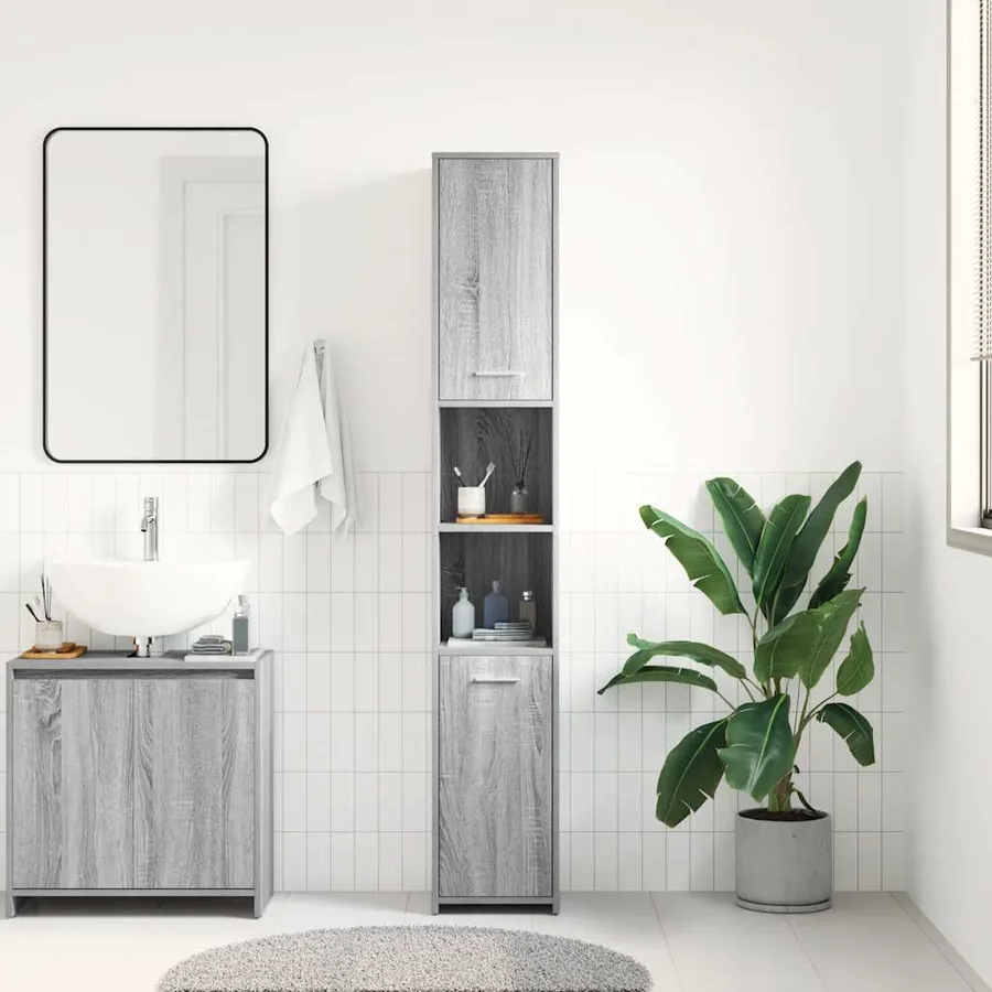 Armoire de bain Sonoma gris 30x30x183,5 cm Bois d'ingénierie - 3