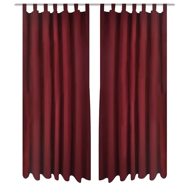 2 pcs Rideau à Passant Micro Satin Bordeaux 140 x 175 cm