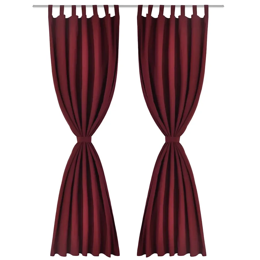 2 pcs Rideau à Passant Micro Satin Bordeaux 140 x 175 cm - 2