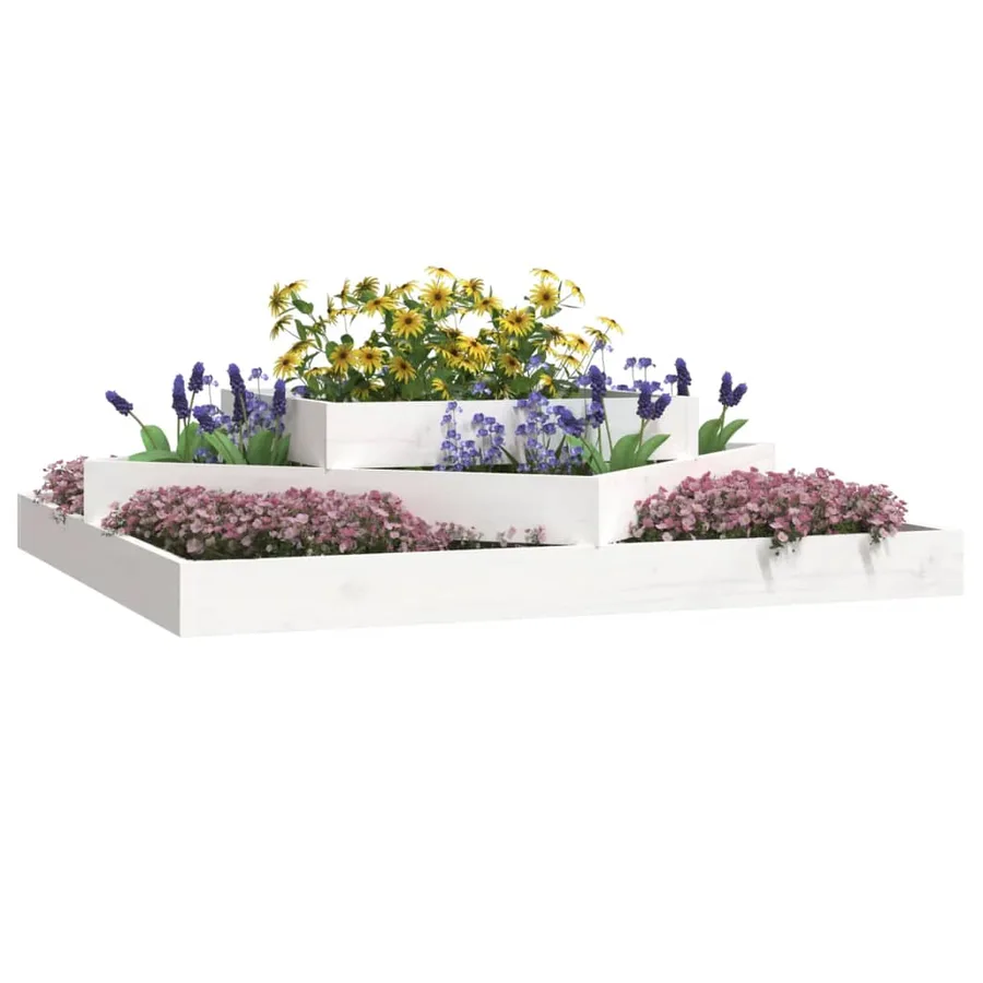 Jardinière Blanc 112x112x27 cm Bois massif de pin - 3