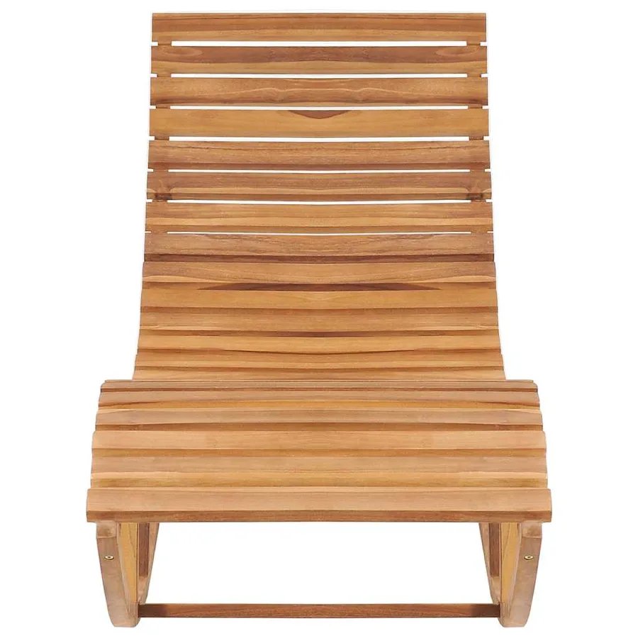 Chaise longue à bascule avec coussin Bois de teck solide - 10