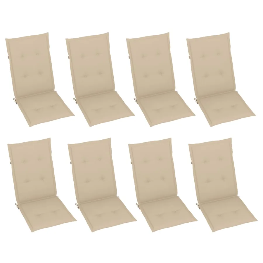 Chaises inclinables de jardin et coussins lot de 8 Gris Acacia - 3