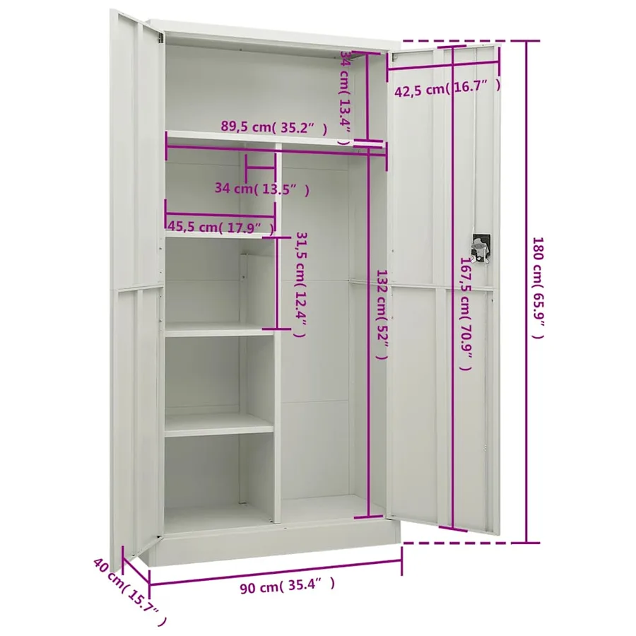 Armoire à casiers Gris clair 90x40x180 cm Acier - 8