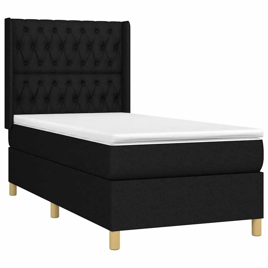 Sommier à lattes de lit matelas et LED Noir 100x200 cm Tissu - 4